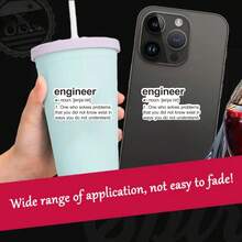 工程师乙烯基贴纸 - 10.41x6.1 厘米自粘贴纸，适用于汽车、卡车、笔记本电脑和窗户 - 耐用乙烯基材料，白色背景黑色文字，汽车乙烯基贴纸，剪贴簿用品，趣味贴纸，笔记本电脑贴纸，Kindle 手机贴纸 - 彩色 - 查看 5