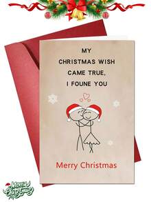 1pc Funny Christmas Card With Envelope For Men Women, Romantic Xmas Card, Love Christmas Gifts Card For Boyfriend, Girlfriend, Husband, Wife, Fiance, Fiancee