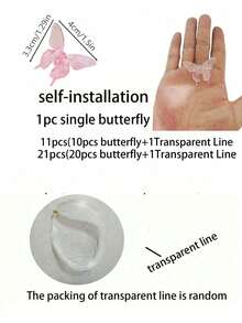 21pcs/Set DIY Butterfly Decorative Ceiling Hanging Ornaments Hanging Butterflies Ceiling Decoration For Christmas Tree Wedding Bedroom Decor, Crystal Butterfly Hanging Decorations, DIY Hanging Butterfly Flower Door Curtains, Fashion Butterfly Door Curtain Wedding Decorations Wedding, Pink/Purple Background Color, DIY Butterfly Ornaments For Room Decor Birthday Decorations Party Decorations Backdrop Wedding Decor Home Decor Christmas Decorations - Pink - View 3