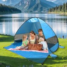 BS-26 Carpa de Playa, Refugio de Sol de Playa Up Carpa de Sombra de Playa, Refugio de Sol Cabaña 2-3 Personas Protección - Azul claro - Ver 11