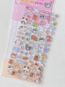 Metallic Silver Glaze Stickers, 3D Cute Animal Decorative Stickers, Suitable For Phone, Water Cup, DIY, Gifts