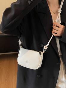 Mini Lychee Texture Crossbody Bag For Women, New Stylish Compact Versatile Daily Bag - White - View 2