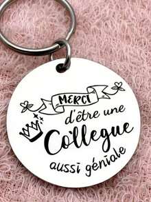 1pc Stainless Steel Colleague Thank You Keychain - Circular Floral Design, Engraved With "Thank You" And "You Are A Great Colleague", Elegant Appreciation Gift Suitable For BFF, Work Friends, Retirement, Mother's Day - Durable Keepsake, Suitable For Professional Friendship, Colleague Gifts, Sentimental Memento, Fashion Accessory, Polished Surface, Retirement Gift Christmas