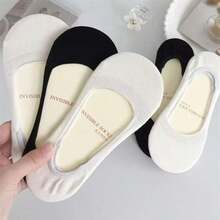 KIT 3 6 12 Pairs Black Flat Invisible Socks Unisex Solid Breathable Thin 35-40 - 黑與白 - 查看 3