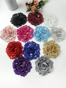 1 miếng vải thêu thủ công nhiều màu 6 lớp pha lê nổi 3D đính hạt, thích hợp làm phụ kiện quần áo, trang phục tự làm, trang trí váy cưới - Nhiều màu - Xem 2