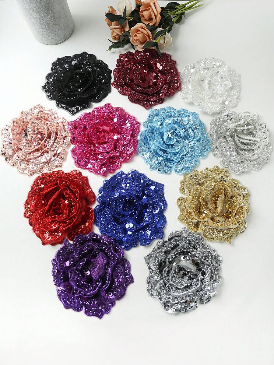 1 miếng vải thêu thủ công nhiều màu 6 lớp pha lê nổi 3D đính hạt, thích hợp làm phụ kiện quần áo, trang phục tự làm, trang trí váy cưới