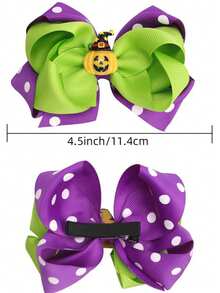 1pc Halloween Kids Dual-Color Bow Hair Clip, Cute Party Decor Prop Headpiece, Creative Polka Dot Pumpkin Hair Accessory, Festive Decorative Item