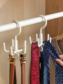 5-Prong Rotating Wardrobe Hanger Multifunctional Hook For Hanging Bags, Belts, Scarves, Ties, Clothes, Home Organization Storage Rack, Large Size - White - View 4