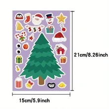 8/16pcs Christmas Stickers, Christmas Tree, Santa Claus, Snowman, Reindeer, House Stickers, DIY Decor Stickers, Holiday Party Toys Stickers