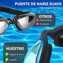 Conjunto de Gafas de Natación que Incluye Gafas de Natación con Lente de Protección UV, Gorro de Natación, Auriculares para Hombres y Mujeres, Adultos y Niños - Paquete de 2-azul polvo - Ver 12