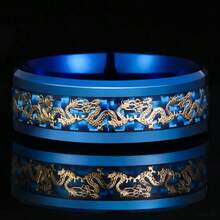 Anniversary Men Rings Fashion Stainless Steel Rings For Men Vintage Blue Dragon Animal Rings For Men/Women Jewelry Accessories - Blue - View 1