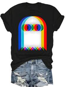 Camiseta de fantasma Phantom para mujer, unisex, de verano, casual, transpirable, de personalidad, de cuello redondo, de manga corta, de uso versátil, adecuada para adolescentes y adultos - Negro - Ver 1