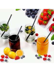 500/400/300/200/100/50 Black Disposable Plastic Short Straws, Solid Color, Thin Straws, Used For Cocktails, Juices, Beverages, Coffee, Straight Mouth Halloween/Christmas Party Supplies