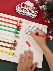 20 piezas - Bolígrafos navideños, bolígrafo de bola navideño de 0.5 mm con tinta de gel negra, bolígrafo de personaje navideño, bolígrafo de gel de dibujos animados navideños adecuado para útiles escolares y de oficina, papelería creativa de oficina, bolígrafo neutro de expresión demoníaca, bolígrafo de regalo lindo para Halloween, bolígrafo a base de agua, bolígrafo de firma de oficina, bolígrafo de rodillo negro de 0.5 mm a granel para suministros de fiesta de Halloween y Acción de Gracias, estilo aleatorio, Navidad