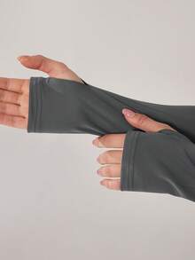 NcmRyu 1 套女士时尚休闲立领长袖上衣和长裤健身套装 - 灰色 - 查看 7