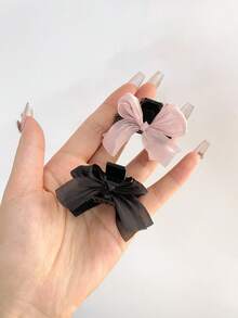 4个装女士可爱蝴蝶结发夹，公主风发饰，迷你发爪，刘海及盘发秋季发夹，时尚发夹，优雅冬季度假装扮，女士夏季穿搭 - 彩色 - 查看 6