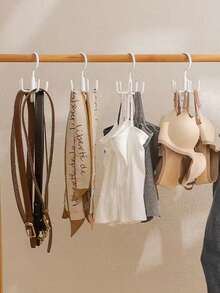 2 piezas Percha multifunción de 5 ganchos, organizador de armario ahorra espacio, puede colgar corbatas, cinturones, bufandas, bolsos, rotación de 360°, sin necesidad de taladrar, diseño minimalista blanco, se adapta a varios armarios - Multicolor - Ver 2