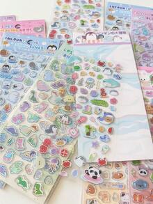 Metallic Silver Glaze Stickers, 3D Cute Animal Decorative Stickers, Suitable For Phone, Water Cup, DIY, Gifts