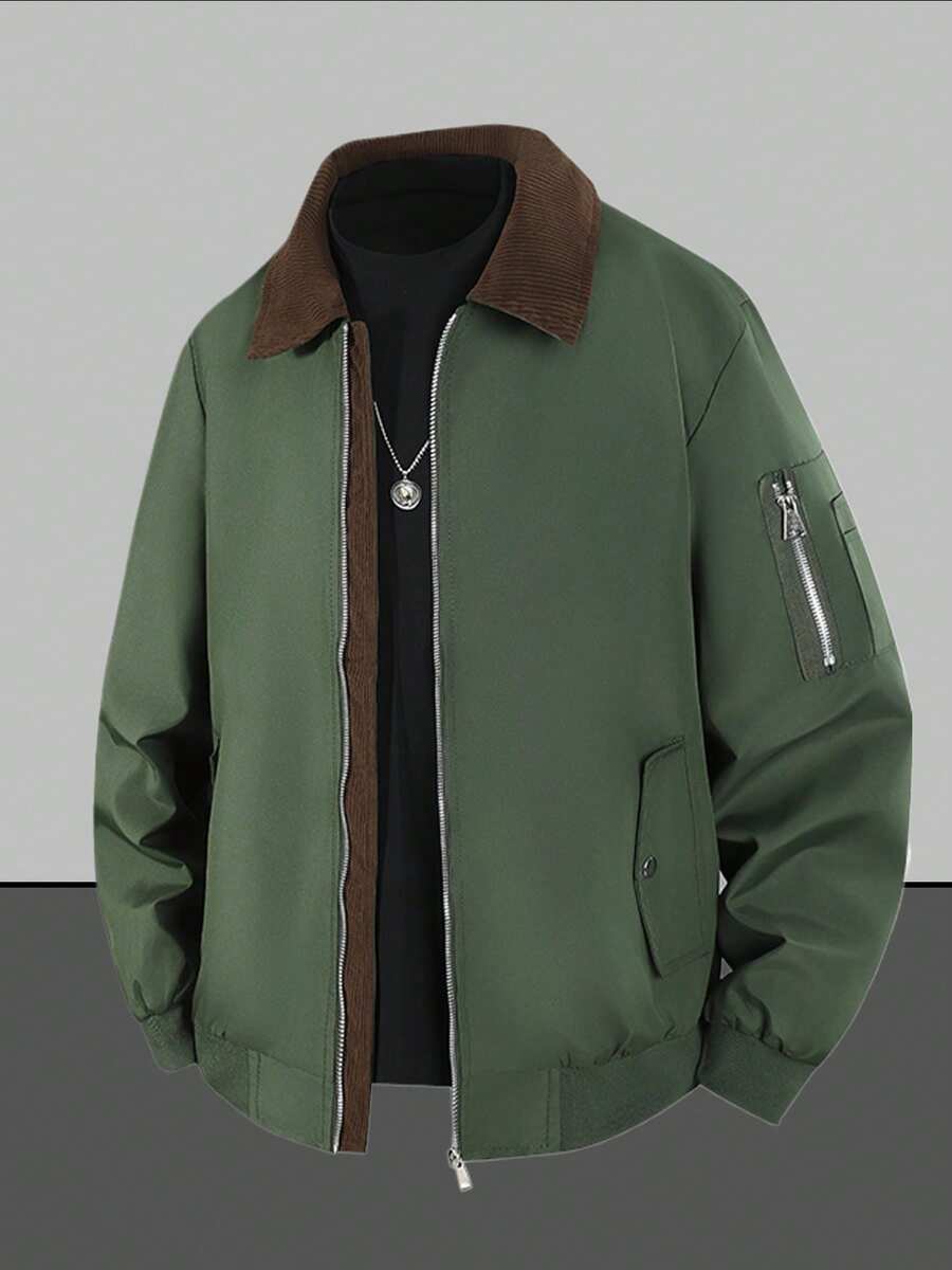 1 件时尚百搭底特律实用夹克，适合户外、徒步旅行、摩托车骑行、聚会 - 黑色 - 查看 1