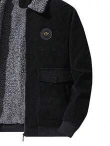 Men's Casual Thermal Lined Thick Zip-Up Padded Coat Coat, Winter Long Sleeve Corduroy Collar Work Jacket, Heavyweight Material, Men's Winter Jacket