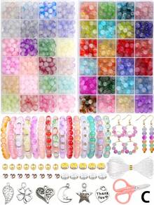 1 caja de cuentas de vidrio de 8 mm para hacer joyas, cuentas de dos colores, cuentas de cristal para hacer pulseras, kit para hacer joyas y manualidades DIY