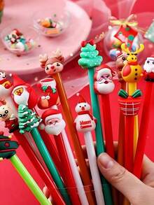 20 piezas - Bolígrafos navideños, bolígrafo de bola navideño de 0.5 mm con tinta de gel negra, bolígrafo de personaje navideño, bolígrafo de gel de dibujos animados navideños adecuado para útiles escolares y de oficina, papelería creativa de oficina, bolígrafo neutro de expresión demoníaca, bolígrafo de regalo lindo para Halloween, bolígrafo a base de agua, bolígrafo de firma de oficina, bolígrafo de rodillo negro de 0.5 mm a granel para suministros de fiesta de Halloween y Acción de Gracias, estilo aleatorio, Navidad