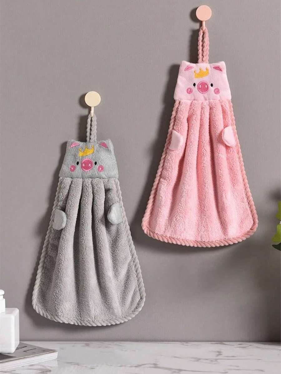 منشفة يد كرتونية على شكل للأطفال، ماصة للرطوبة بشكل عالي، منشفة يد معلقة للحمام والمطبخ، قطعة غسيل جميلة