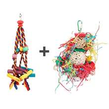 1pc Parrot Rope Colorful Wooden Block Chew Toy (L30cm X W9cm), Parrot Chewing & Boredom Relief Hanging Toy, Bird Cage Accessory, Random Color - Multicolor - View 10