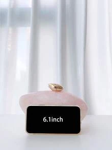 1pc Pink Marble Striped Stylish High-End Ballroom Accessory Evening Clutch Bag, Women's Handbag Shoulder Crossbody Asymmetrical Shape - Pink - View 9