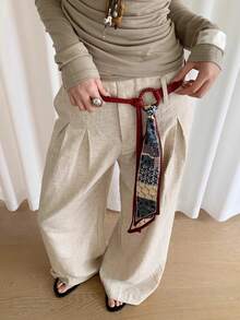 1 chiếc thắt lưng PU cổ điển phong cách Bohemian thường ngày dành cho nữ kèm khăn quàng cổ, đa năng để mặc hàng ngày, phù hợp với mọi mùa - Thắt lưng + khăn quàng cổ nữ - Xem 1