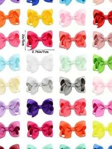 60pcs/Set Girls Random Color Bow Hair Clips, Vintage Satin Ribbon Bow Hair Clips, Cute Bow Hair Pins, Daily Wear Hair Accessories Set (Sold In Pairs) - Nhiều màu - Xem 5