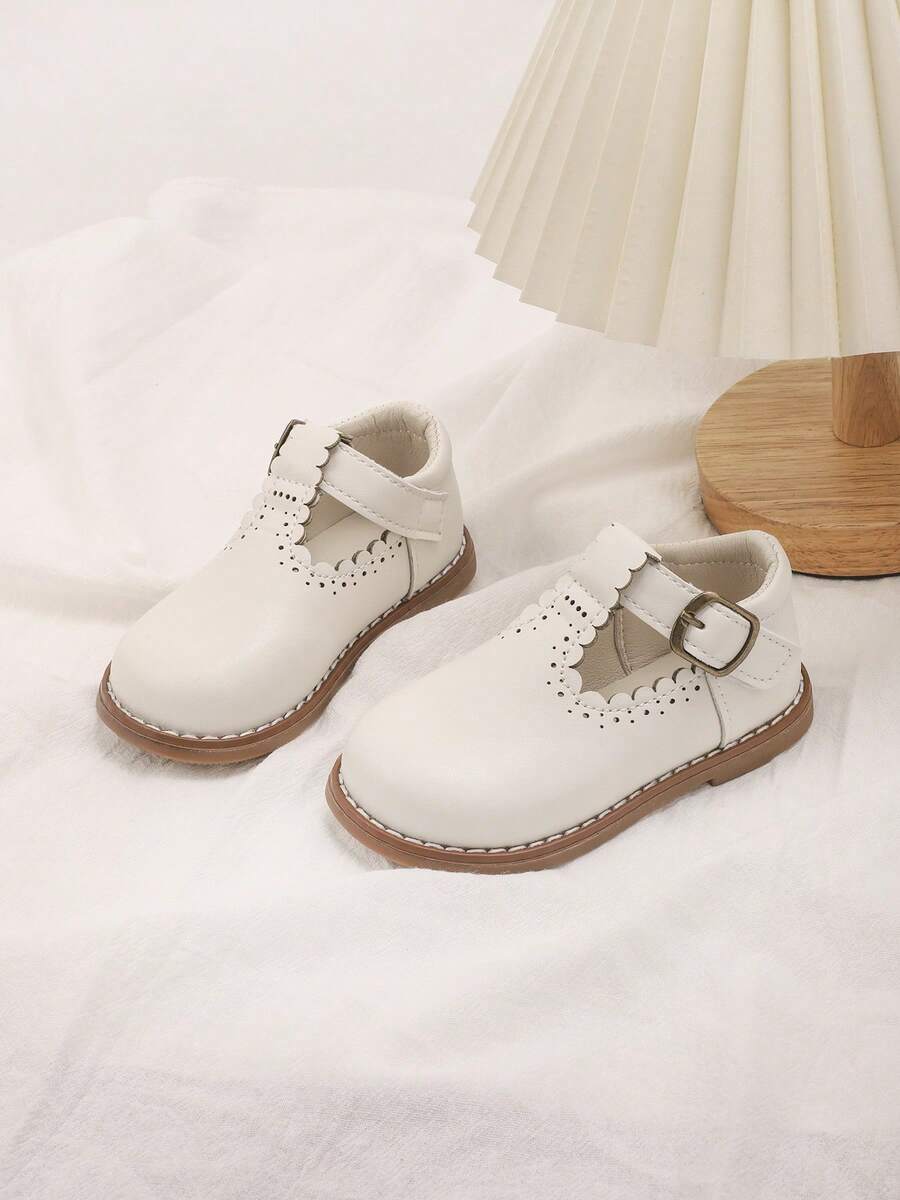 1 Paio di Scarpe Mary Jane in Pelle PU Leggere e Versatili per Ragazze, Adatte per Tutte le Stagioni - Beige - Visualizzare 1