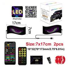 汽车LED矩阵像素面板DIY RGB照明涂鸦滚动文字板挡风玻璃广告屏蓝牙APP控制 - 黑色 - 查看 12