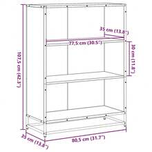 Librería Larryhot roble marrón 80,5x35x107,5 cm de madera industrial, resistente y duradera, fácil de montar, estilo decorativo, adecuadA, Para guardar adornos, figuras, libros, pequeños objetos, etc. - Marrón - Ver 9