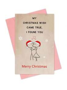 1pc Funny Christmas Card With Envelope For Men Women, Romantic Xmas Card, Love Christmas Gifts Card For Boyfriend, Girlfriend, Husband, Wife, Fiance, Fiancee