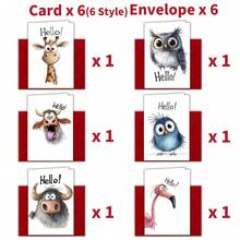 12pcs, Funny Wildlife Greetings Greeting Cards With Envelopes | Cartoon Animal Greeting Cards, Assorted Funny Wildlife Designs, For Birthday, Thank You Gift, Congratulations Gifts, Halloween, Thanksgiving, School Supplies,Back To School - 12pcs(Envelope X 6 + Card X 6) - View 3