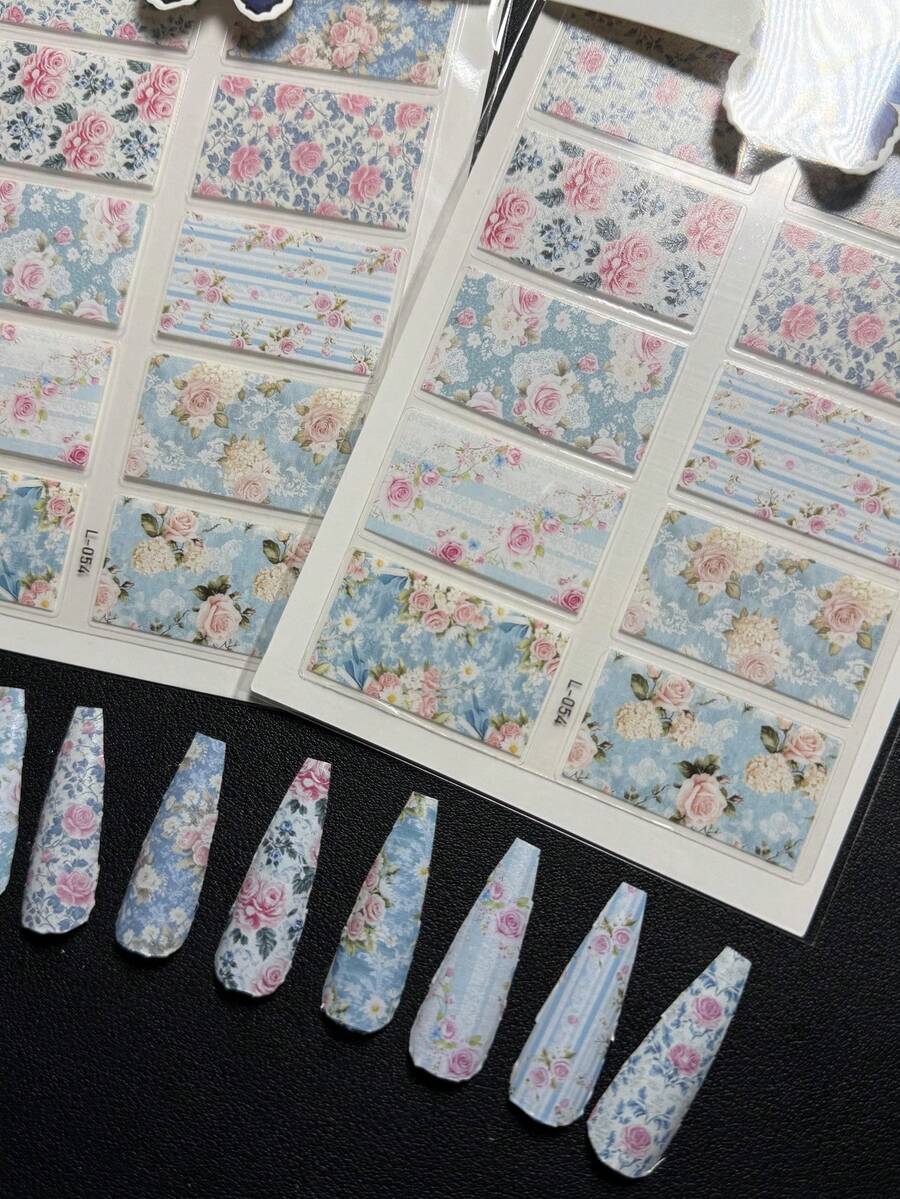 2packs Luxury Designer Original Design Flower Rose Nail Sticker L054