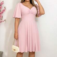 Elegance Flare Sleeve Romantic Dress - 淺粉色 - 查看 3