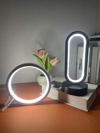 1pc Modern Minimalist Metal Circular Lamp, Oval Lamp With 3-Color Lighting, Dimmable, USB Powered, Suitable For Office, Reading, Dining Table, Bar, Decor, Bedside, Kitchen, Bedroom, Holiday & Christmas Gift