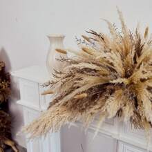 1个35英寸优雅波西米亚风婚礼拱门装饰 - 天然芦苇草 - 适合秋冬季节，藤条材质，用途广泛，可用于圣诞节、万圣节等场合 - 可悬挂芦苇草镜面装饰、墙面装饰、活动背景、沙龙指示牌 - 米色 - 查看 8