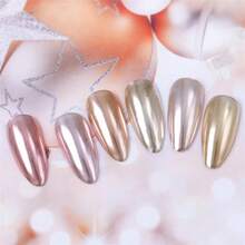 Aimall Chrome Nail Powder Set: 6 Colors Metallic Gold Chrome Nail Powder Mirror Effect Holographic Chameleon Pigment Chrome Powder For Gel Nails Manicure Nail Glitter Dust For Nail Art Decorations - 06 - View 4