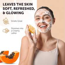 曲酸祛斑皂 - 日式复合配方，蕴含姜黄和木瓜，提亮腋下、颈线、大腿肘部和膝盖肤色 | 控油、清洁美白面部和身体、消除色素沉着 | 去除黑斑、提升肌肤柔滑度 | 泡沫丰富、深层清洁的精油皂，100克超值装