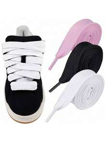 2pcs Extra Wide And Thick Flat Shoelaces, Replacement Shoe Laces For Sports Shoes,Belt,Shoes And Boots Accessories,For Women Men Sneakers Shoes Men Trainers Running Shoes Summer,Sneaker Accessories, Solid Color Design, Reinforced Construction, Active Lifestyle,1pc