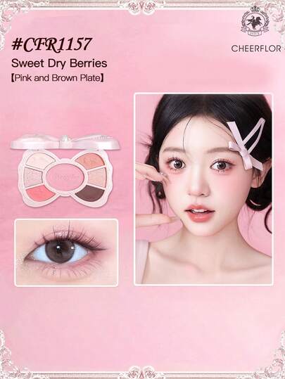 CHEERFLOR Girls Bow Makeup Palette, Matte & Shimmer Eyeshadow Palette, High Pigment, Long-Lasting Shiny Matte Eyeshadow, Lightweight & Smooth, With Mirror, Highlighter Contour Blush Multi-Function Makeup Palette