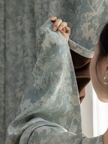 1 件装高档提花遮光窗帘，适用于豪华客厅、卧室、别墅阳台，高品质遮光窗帘，长 84 英寸 - 藍色 - 查看 8