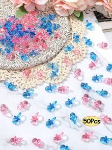 100pcs/150pcs Mini Acrylic Pacifiers Suitable For Baby Shower Games, Cute Pacifiers Baby Shower Party Decoration, DIY Gender Revealing Party Table Scattering, Baby Shower Gifts, Multi-Color - Multicolor - View 18