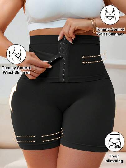 Plus Size Kvinna Hög Midja Formande Magkontroll Shorts Trosor Med Spänne Stängning Shaper Bantning Slida Platt Mage Höft Butt Lifter Body Midja Cincher Lår Kontroll Underkläder