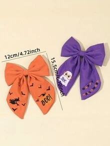 1pc Halloween Hair Bows For Women Girls Bat Pumpkin Ghost Boo Embroidered Bow Alligator Clips Orange Black Purple Embroider Fabric Bow Hair Clips Cute Funny Bow Barrettes Halloween Cosplay Dress Up Party Bow Hairpins Women Hair Accessories, Claw Clips, Hair Claws, Hair Slide, Hair Barrettes