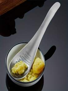 1pc Stainless Steel Manual Garlic And Ginger Grinder Spoon – Heavy-Duty Kitchen Tool For Effortless Crushing, Cookware Accessory For Outdoor Cooking And Home Use