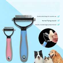 Cepillo desenredante de doble cara, peine para acicalamiento de gatos y perros, suministros para mascotas